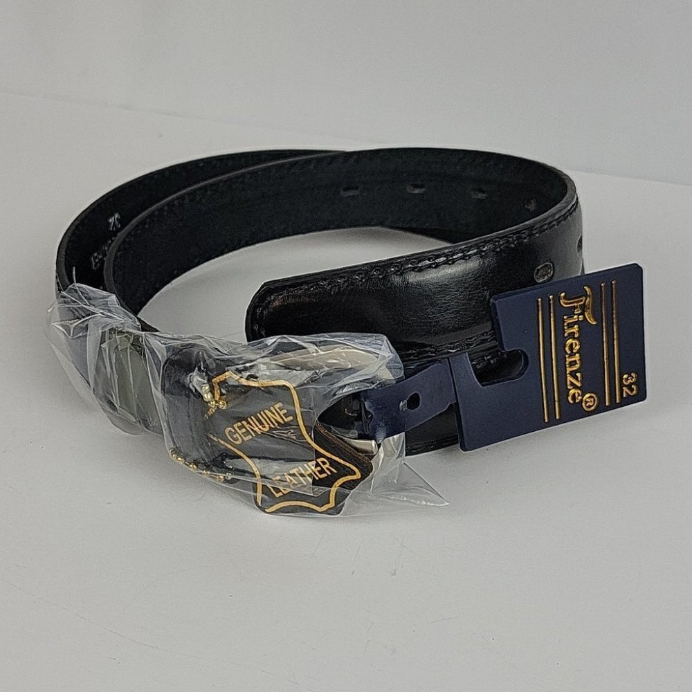Firenze Genuine Leather Belt Black Size 32